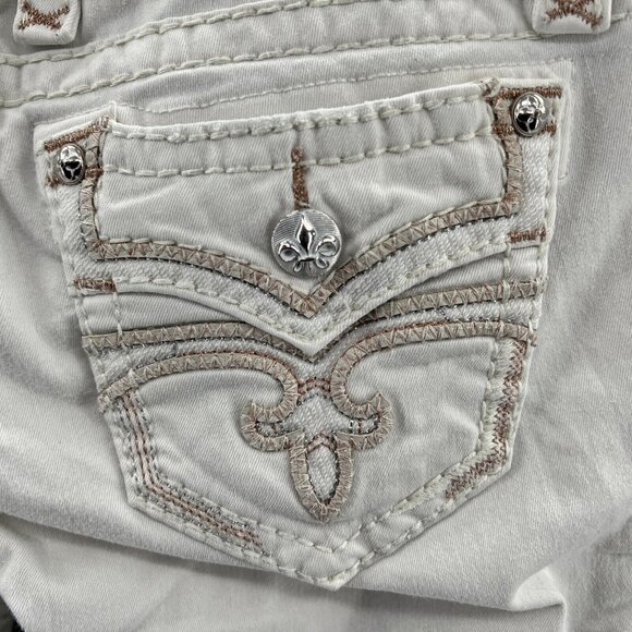 Rock Revival Hanaya Crop Jeans Womens 28 White Stretched Denim Ankle - Picture 3 of 13